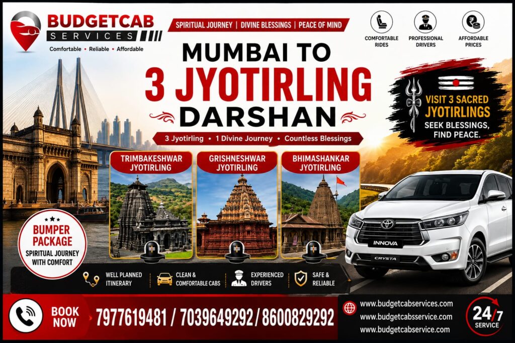 Mumbai to 3 Jyotirling Darshan Cab Service budget cab services