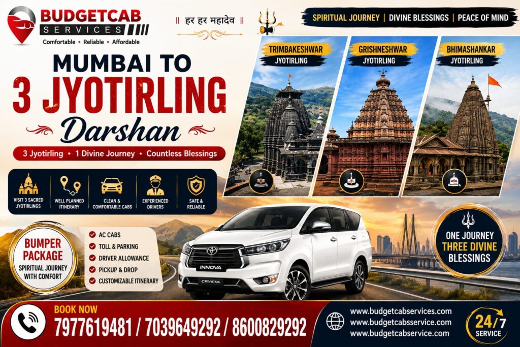 Mumbai to 3 Jyotirling Darshan Cab Service budget cab services