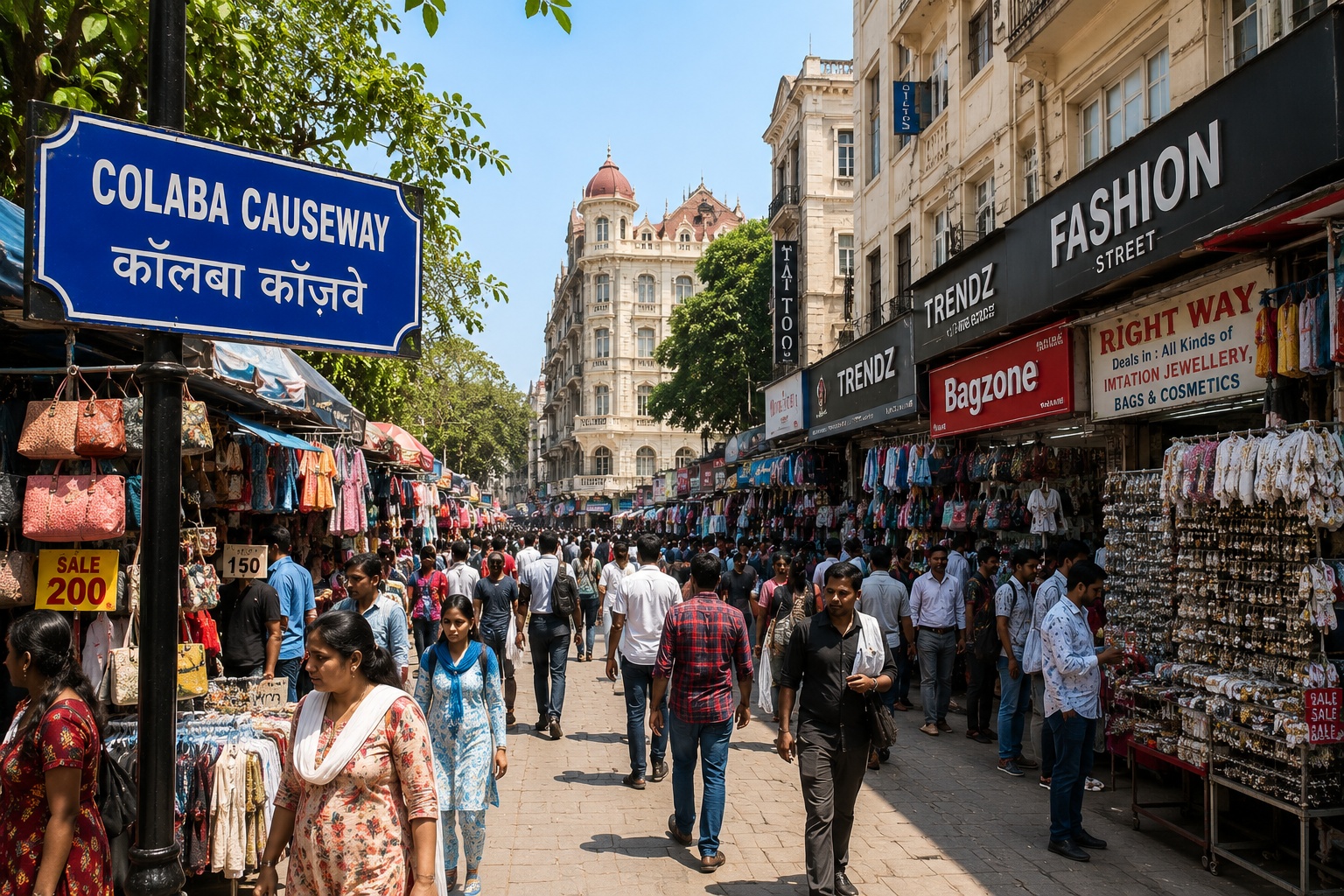 Colaba Causeway street shopping area in Mumbai