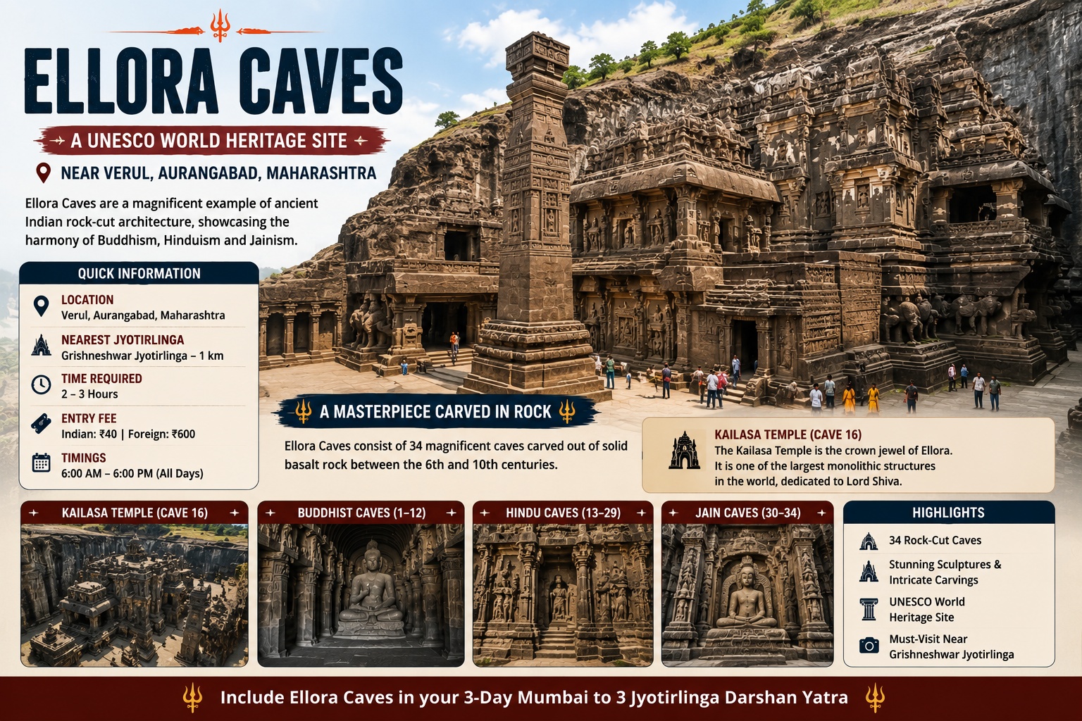 Ellora Caves Kailasa Temple near Grishneshwar Maharashtra