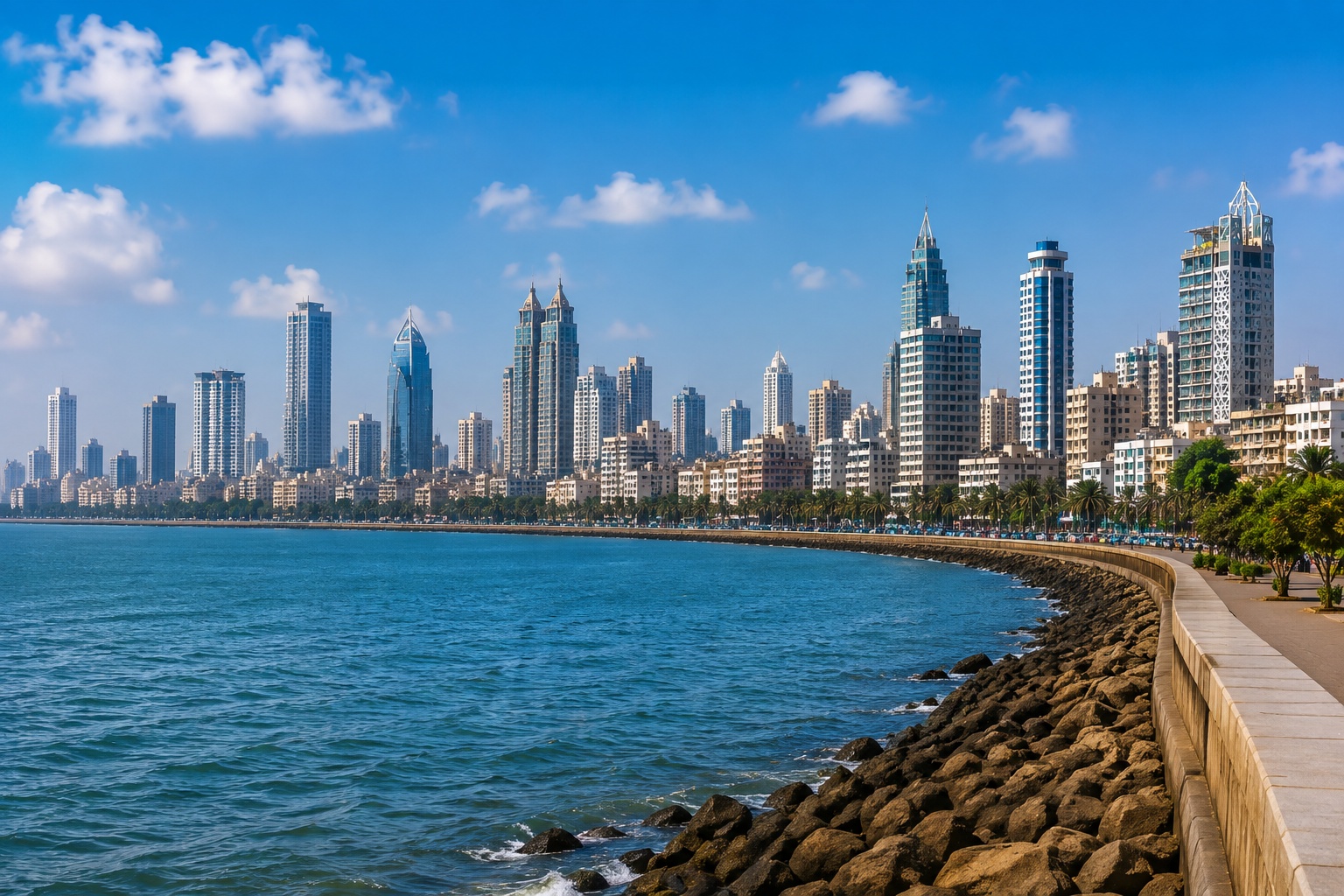 Mumbai skyline with Arabian Sea and South Mumbai