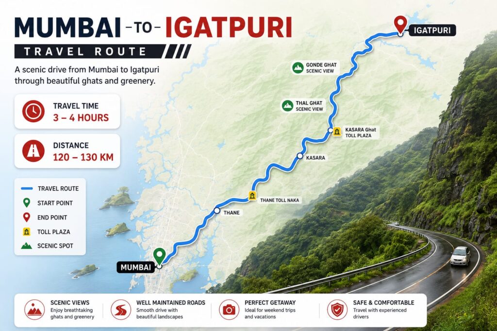 Mumbai to Igatpuri travel route – road route map