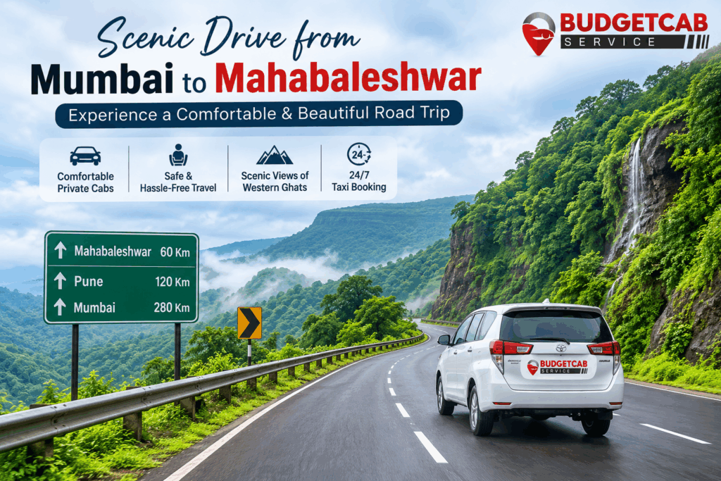 Scenic road from Mumbai to Mahabaleshwar through green hills and Western Ghats