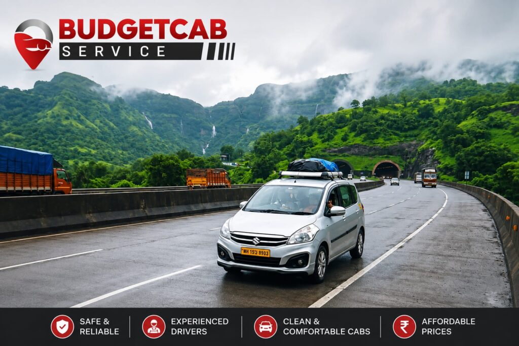 Mumbai to Lonavala cab on Mumbai Pune Expressway during monsoon road trip