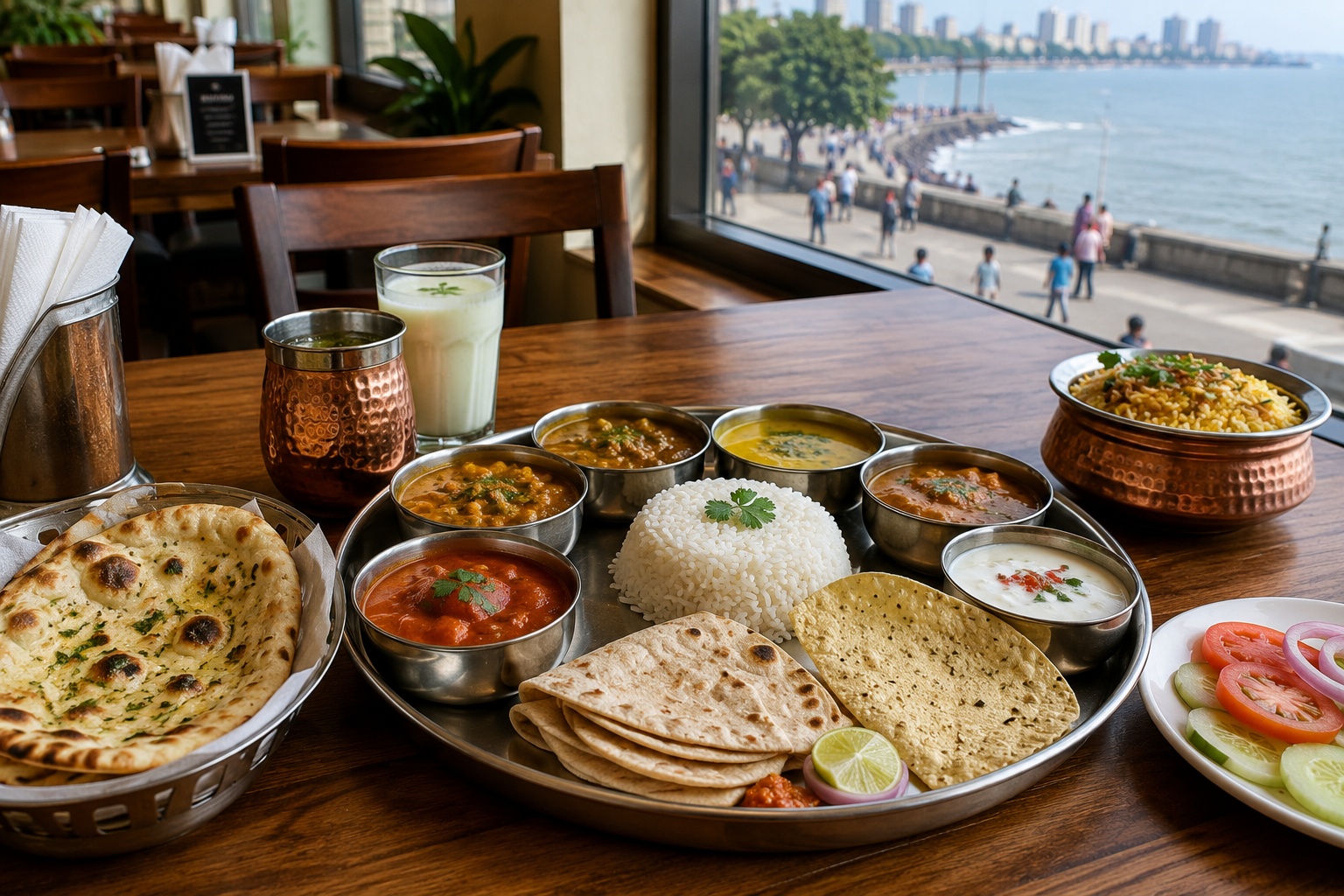 Mumbai lunch with Indian thali and Maharashtrian food near waterfront