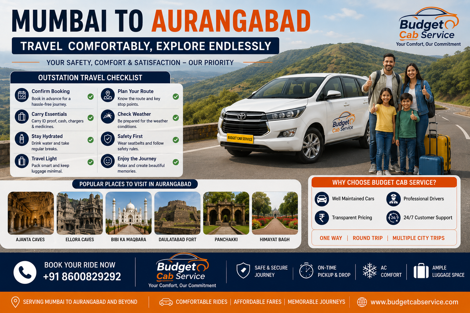 Mumbai to Aurangabad cab travel checklist for a comfortable outstation journey and sightseeing