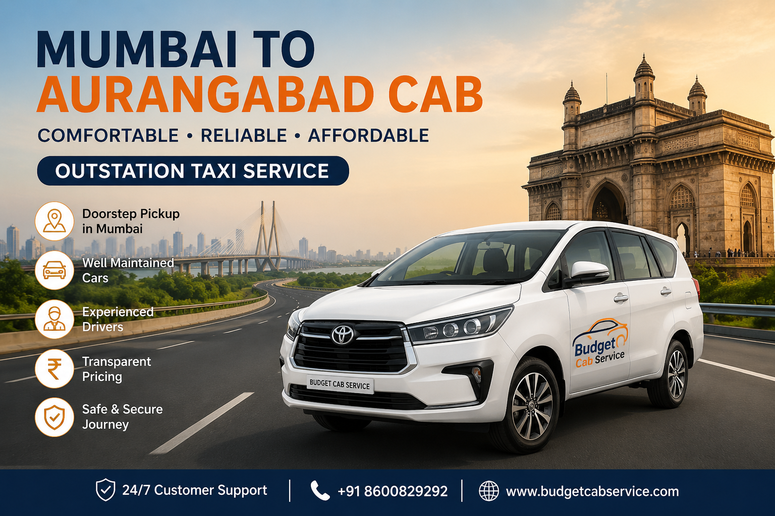 Mumbai to Aurangabad Cab – comfortable outstation taxi service from Mumbai