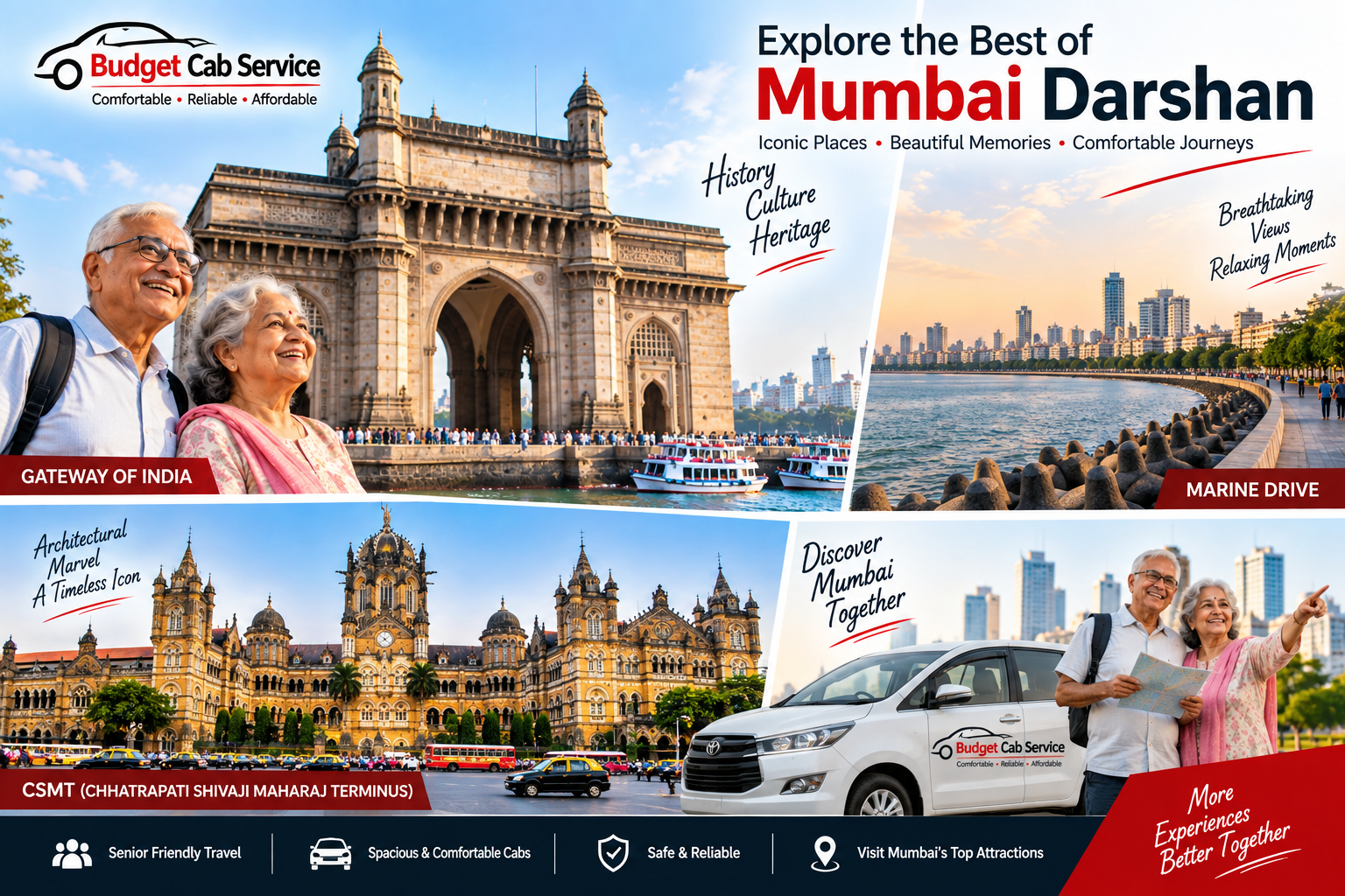 Mumbai sightseeing attractions including Gateway of India Marine Drive and CSMT