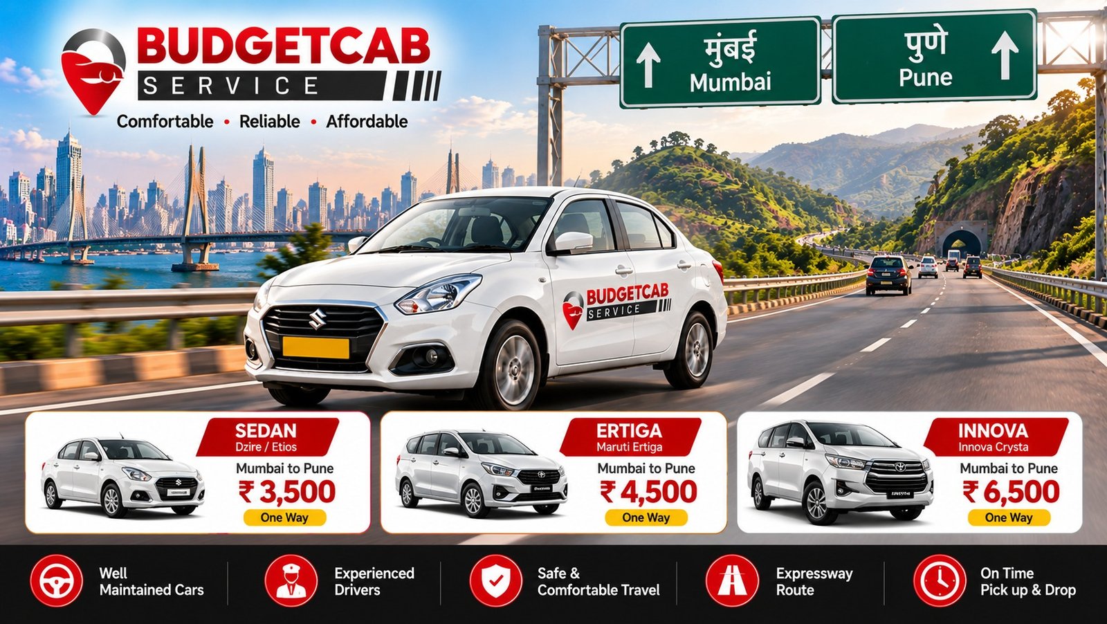 Mumbai to Pune cab fare for intercity travel