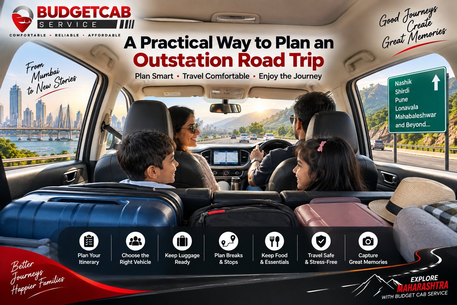 family planning an outstation road trip from Mumbai by cab