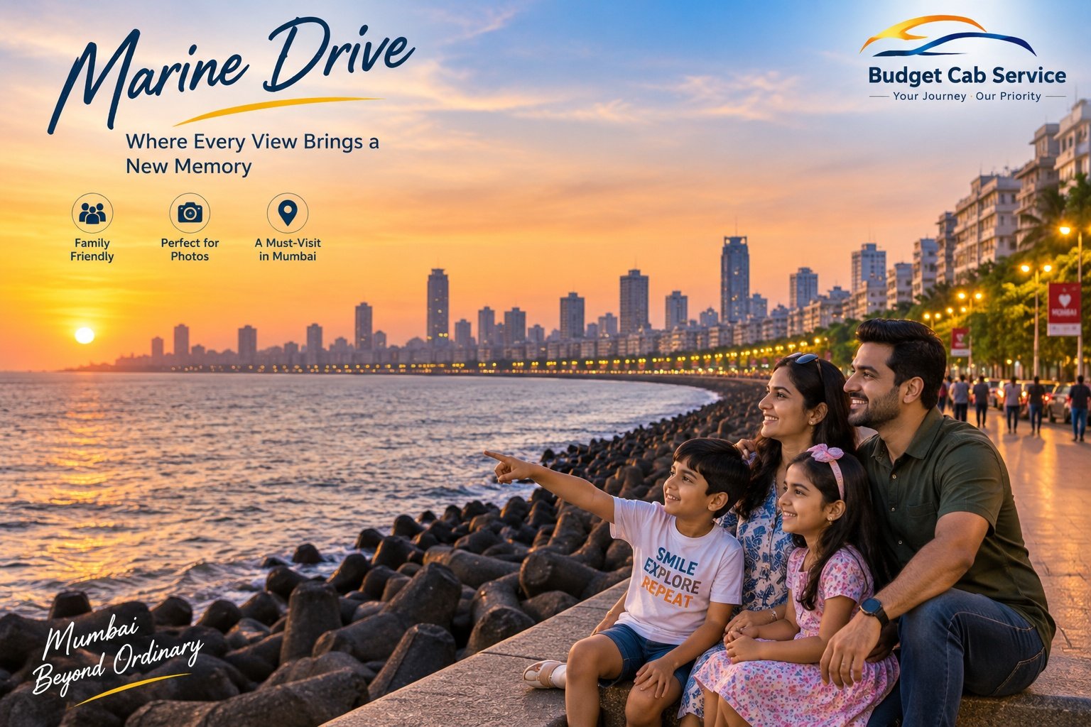 Marine Drive Mumbai family sightseeing