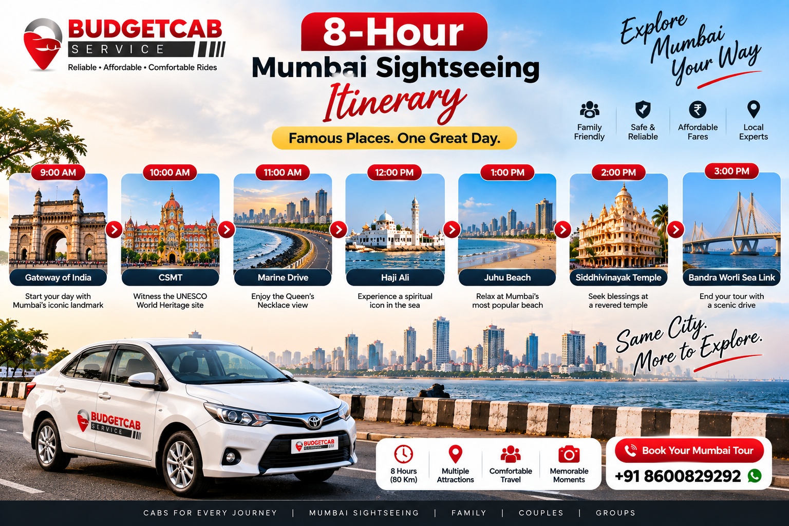8-hour Mumbai sightseeing itinerary from Gateway of India to Bandra Worli Sea Link