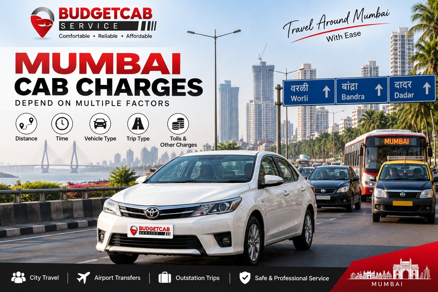 Mumbai cab charges depend on distance vehicle and trip type