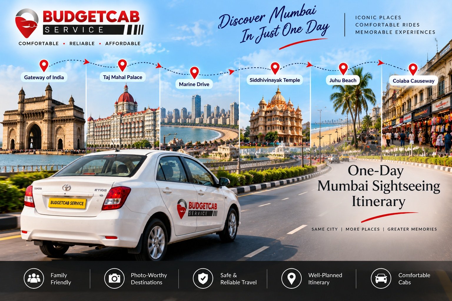 Mumbai one day sightseeing cab itinerary