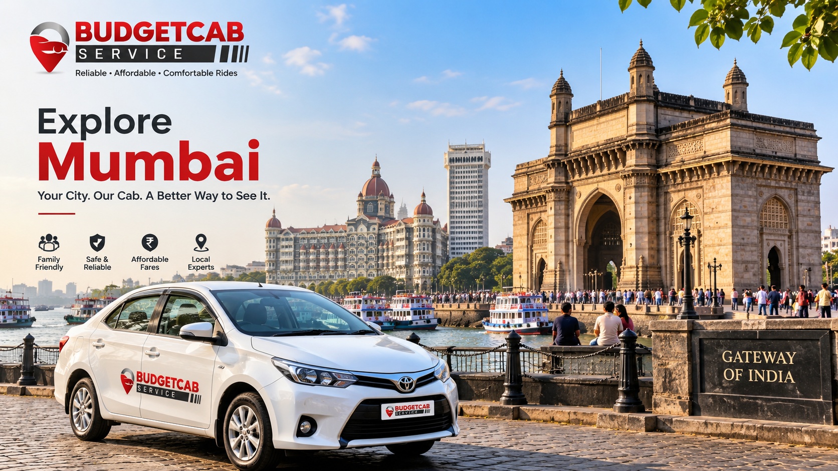 Mumbai sightseeing cab near Gateway of India
