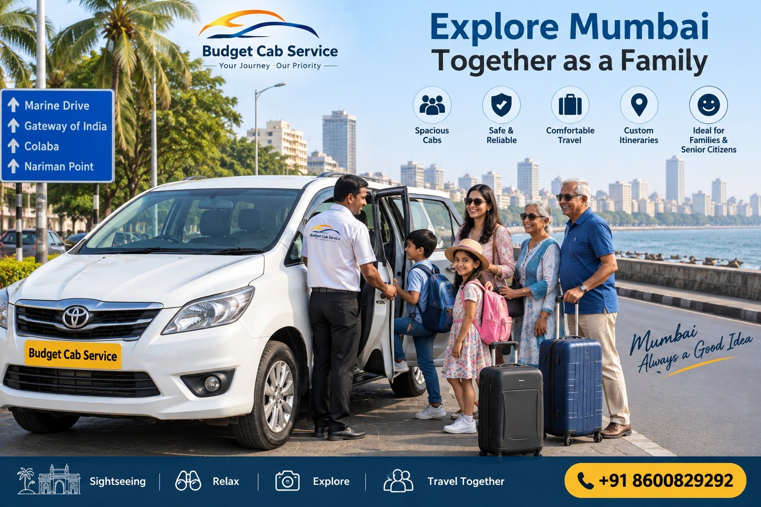 Mumbai sightseeing taxi for family travel