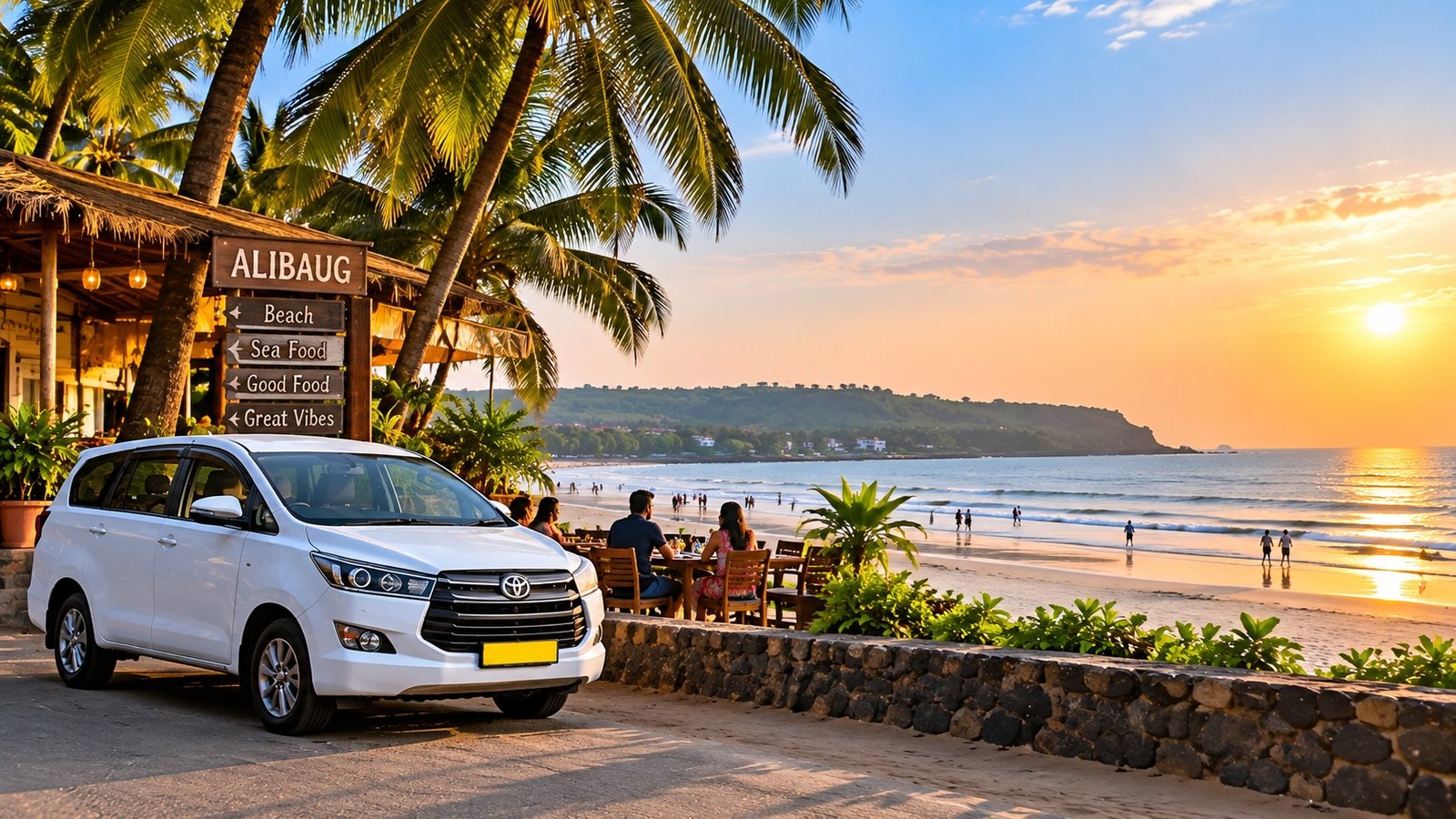 Alibaug beach stop during a same day return from Mumbai