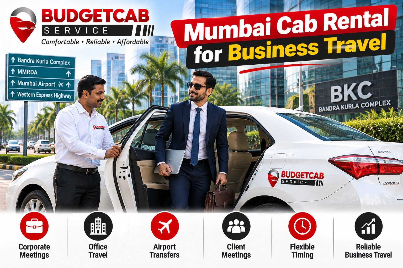 Mumbai cab rental for business travel with a professional traveller and chauffeur near BKC