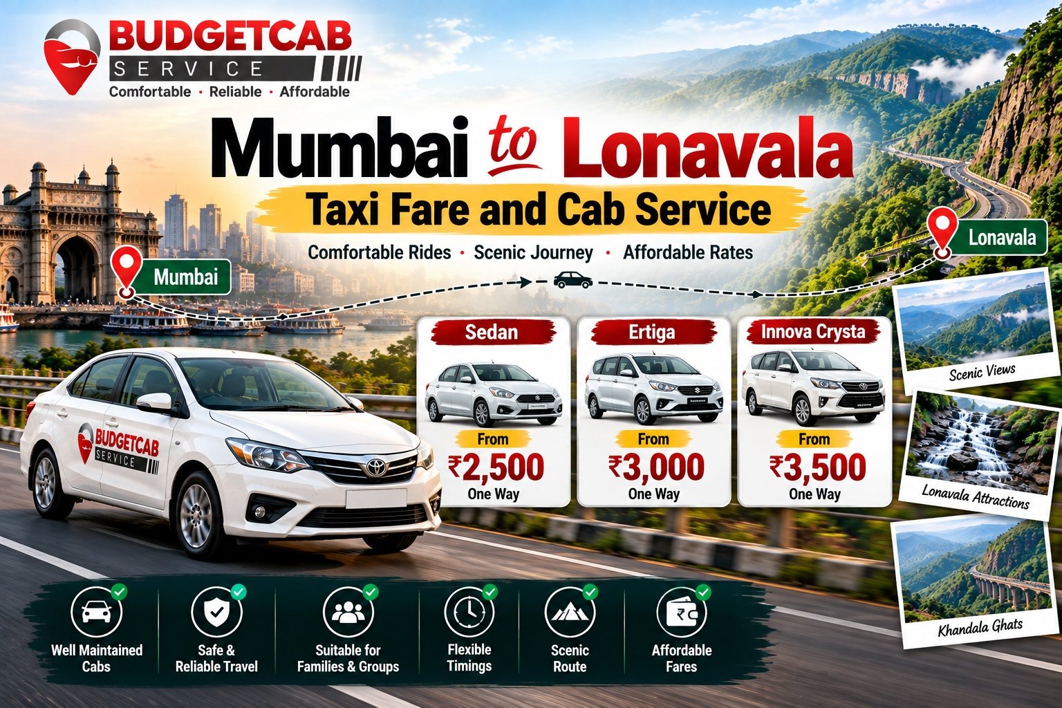 Mumbai to Lonavala taxi fare and cab service