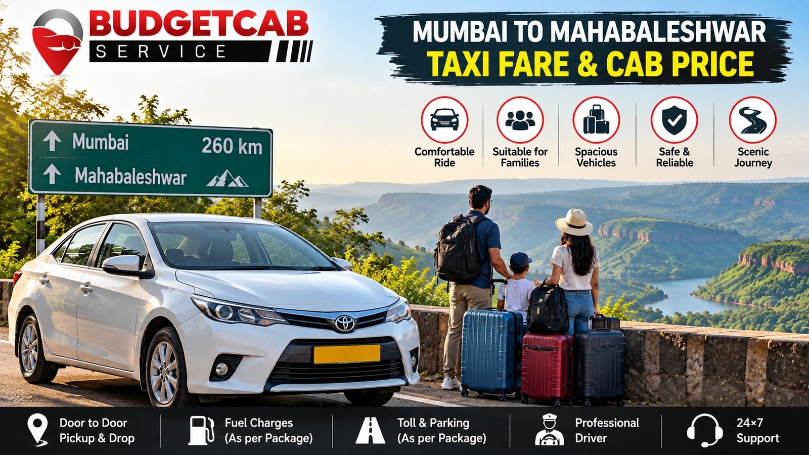 Mumbai to Mahabaleshwar cab price and taxi travel with luggage